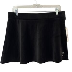 Juicy‎ Couture Urban Outfitters Black Velvet Twirl Skirt Jeweled Logo Size Large